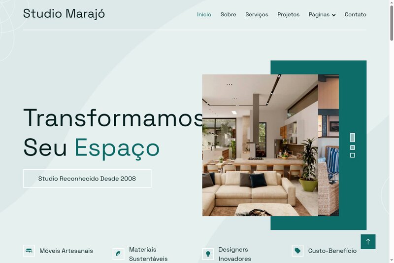 Site institucional para estúdio de design de interiores em Belém do Pará