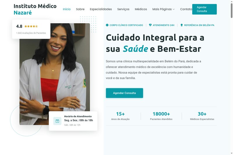 Site para clínica médica multiespecialidade em Belém do Pará